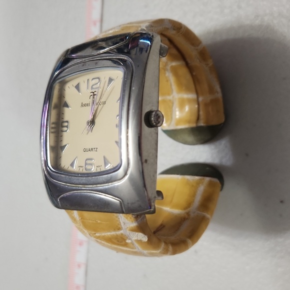 Vintage Andre Francois yellow and white bangle watch ⌚️ works! - Picture 1 of 13